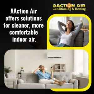 Homeowner relaxing on sofa enjoying clean and comfortable indoor air from HVAC system